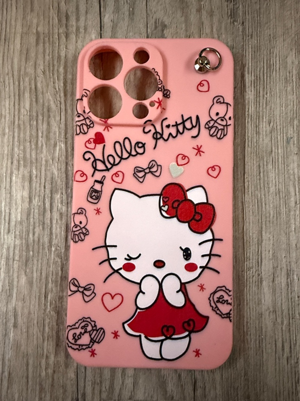 Hello Kitty Pink Silicone Phone Case with Red Accent